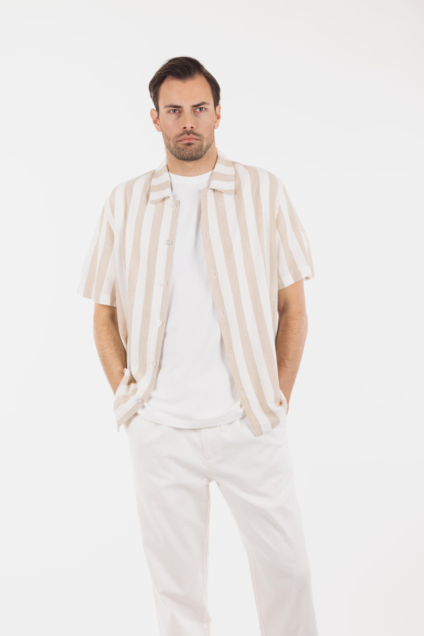 Folke striped Linen SS Shirt